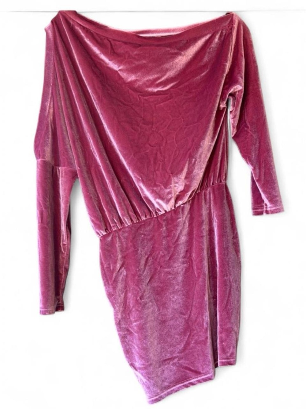 pink velvet y2k mini dress | size m | asymmetrical